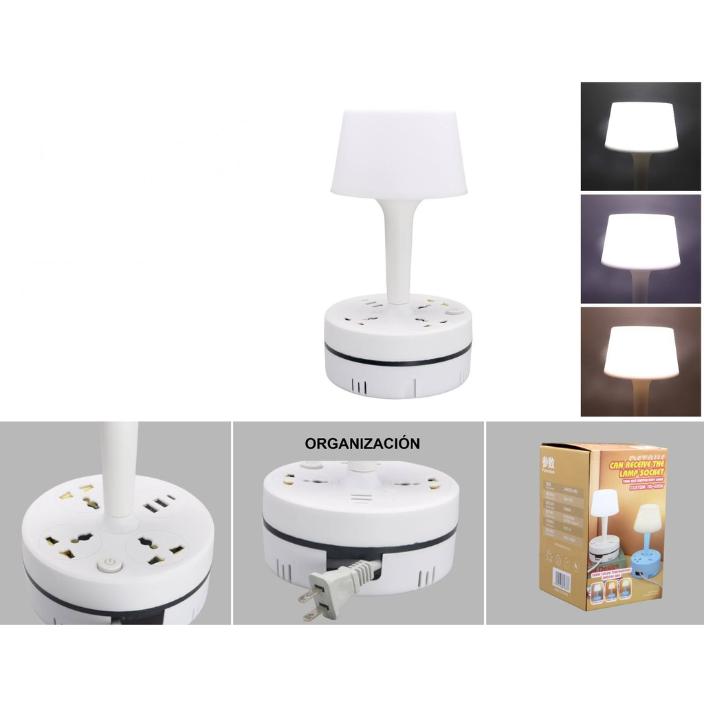 [ZN-883] Lampara LED de mesa con multicontacto y puertos USB