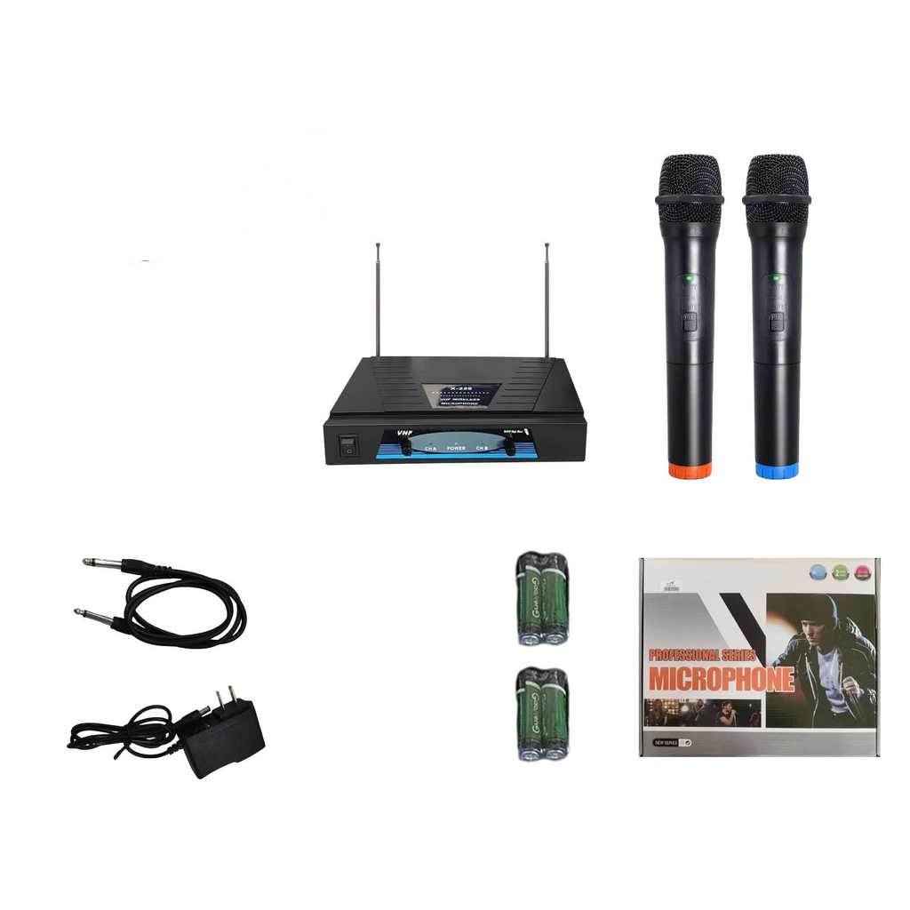 [X-228] Sistema de microfono inalambrico VHF doble de mano