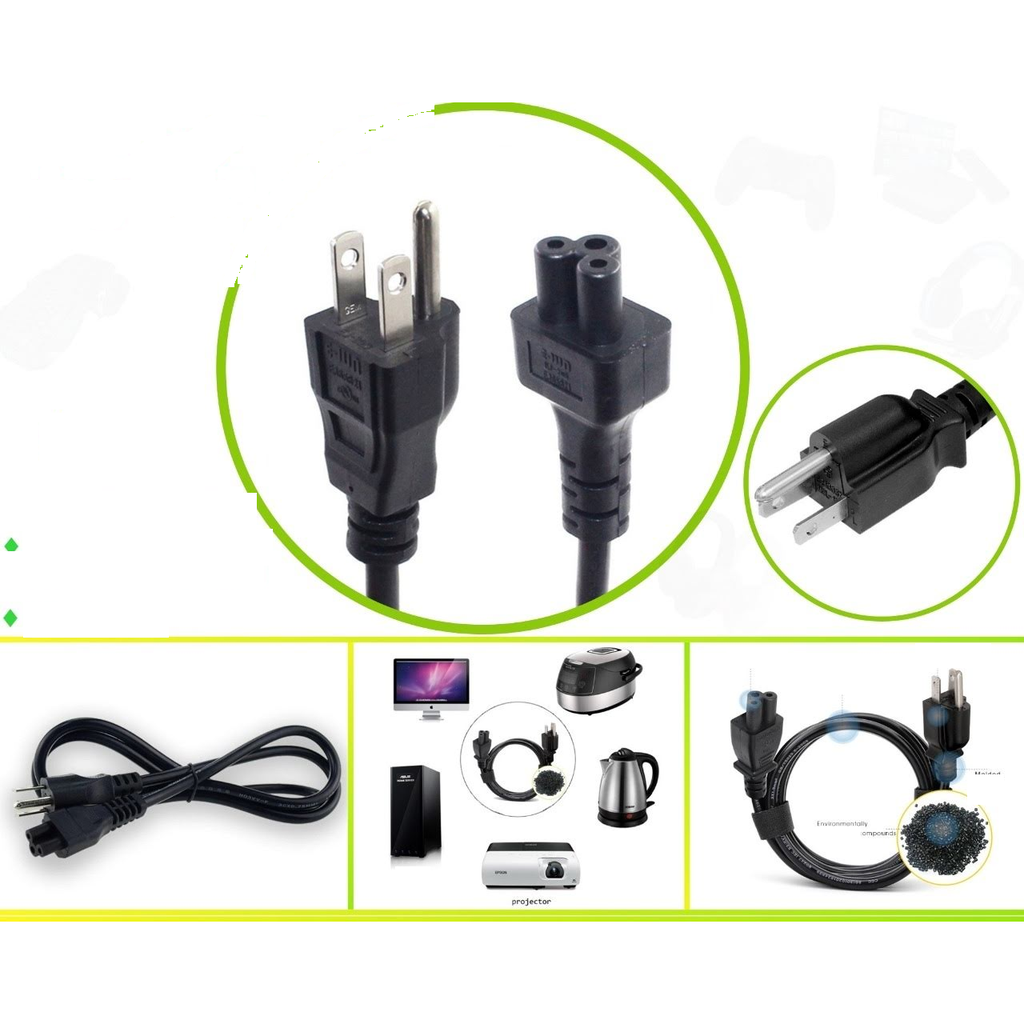 Cable de corriente tipo trebol 1.5M para laptop