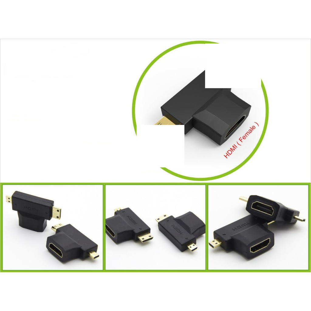 Adaptador Mini HDMI a Micro a HDMI hembra 3 en 1
