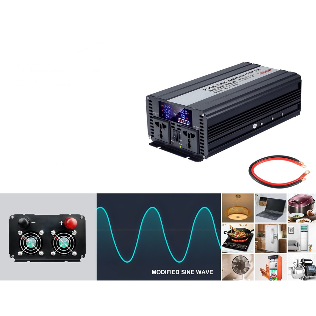 Inversor de corriente onda sinusoidal modificada 1000W 12V a 110V/24V