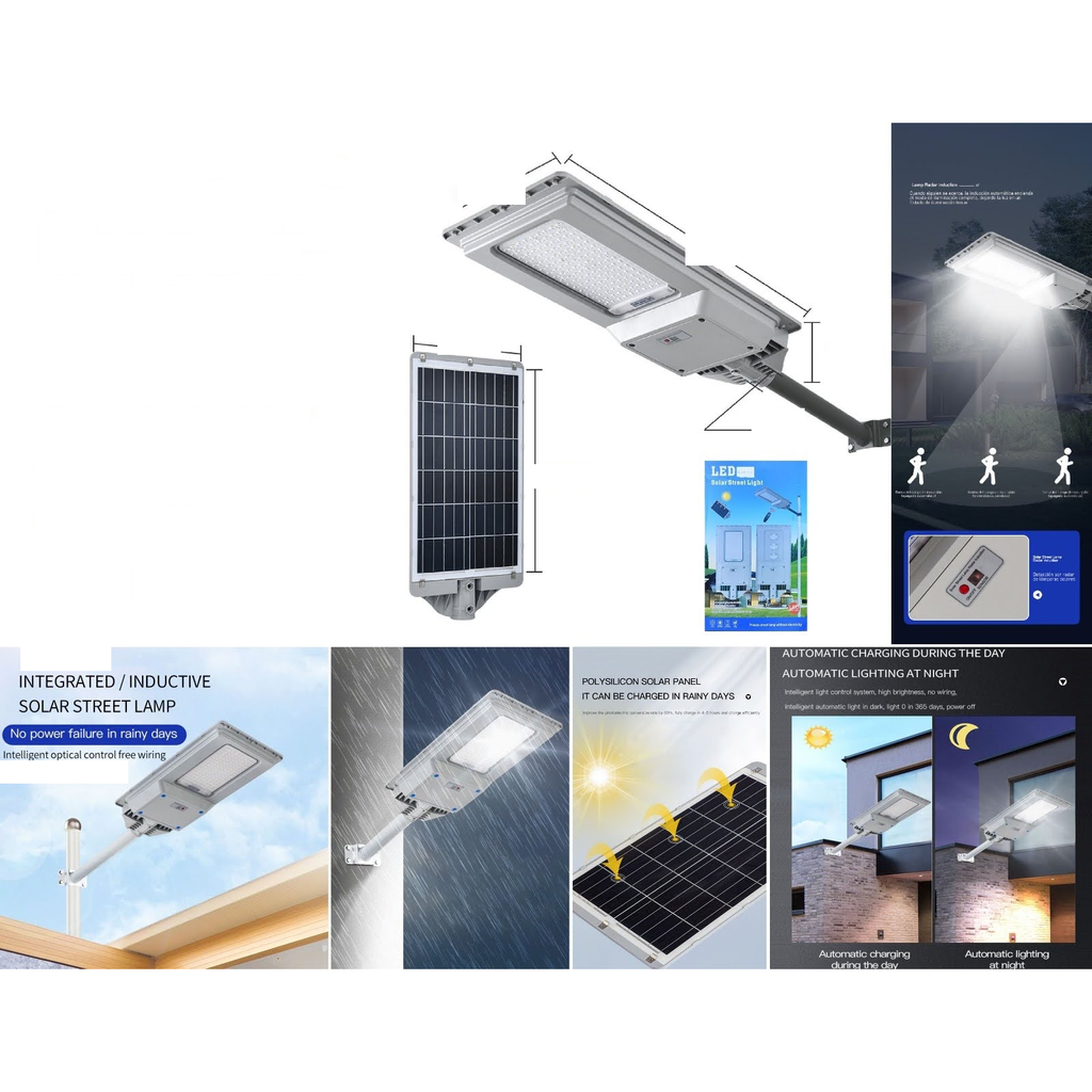 [KM-L5144-500W] Lampara solar LED de calle integrada 500W con sensor de movimiento