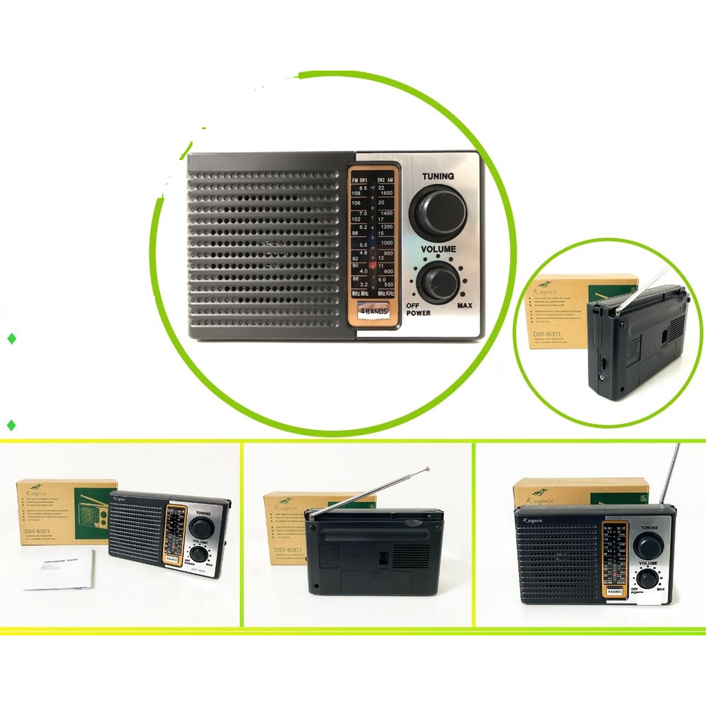 [DSY-8001] Radio portatil FM/AM/SW1/SW2 4 bandas con conexion a corriente