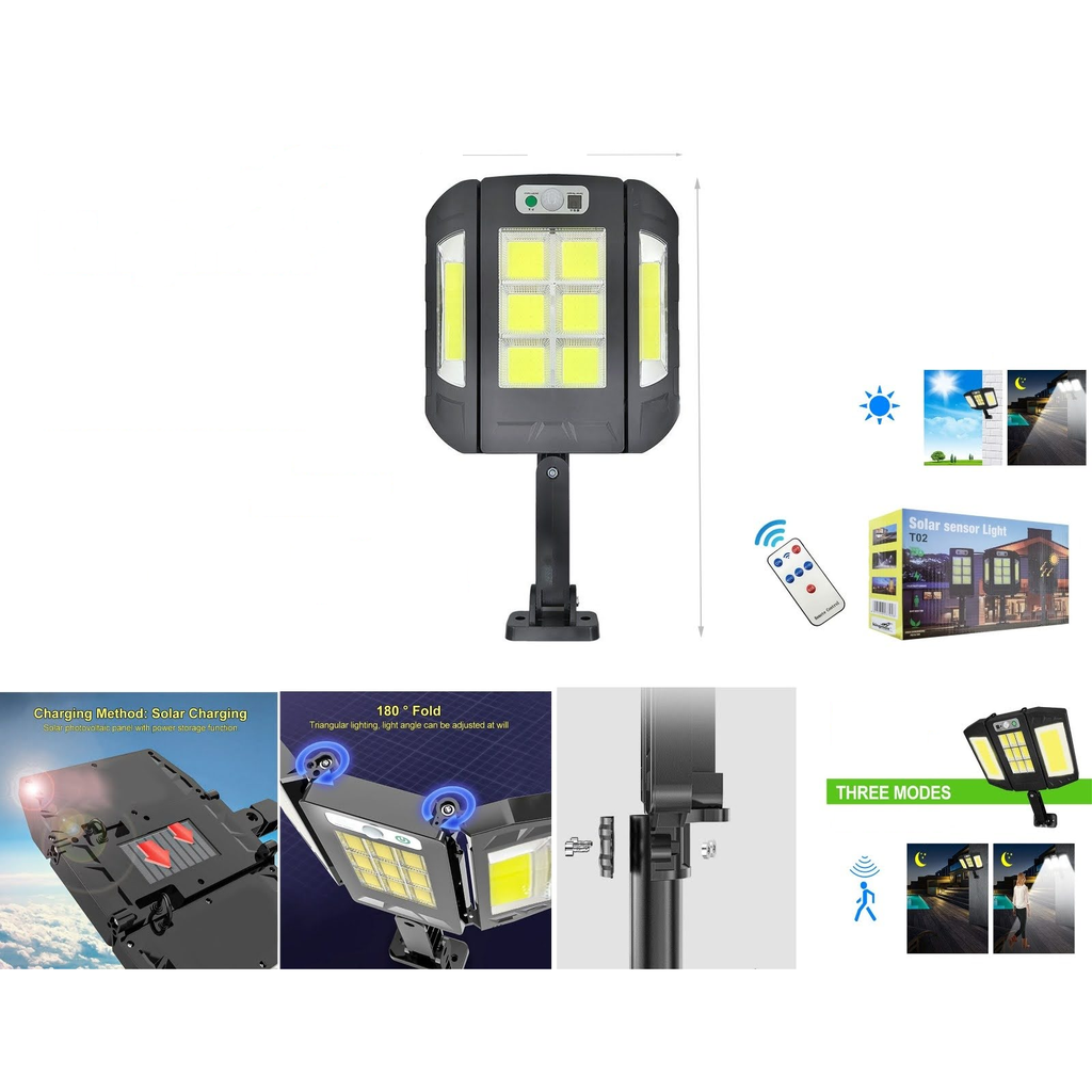 [T02] Lampara solar LED COB con sensor de movimiento y control remoto