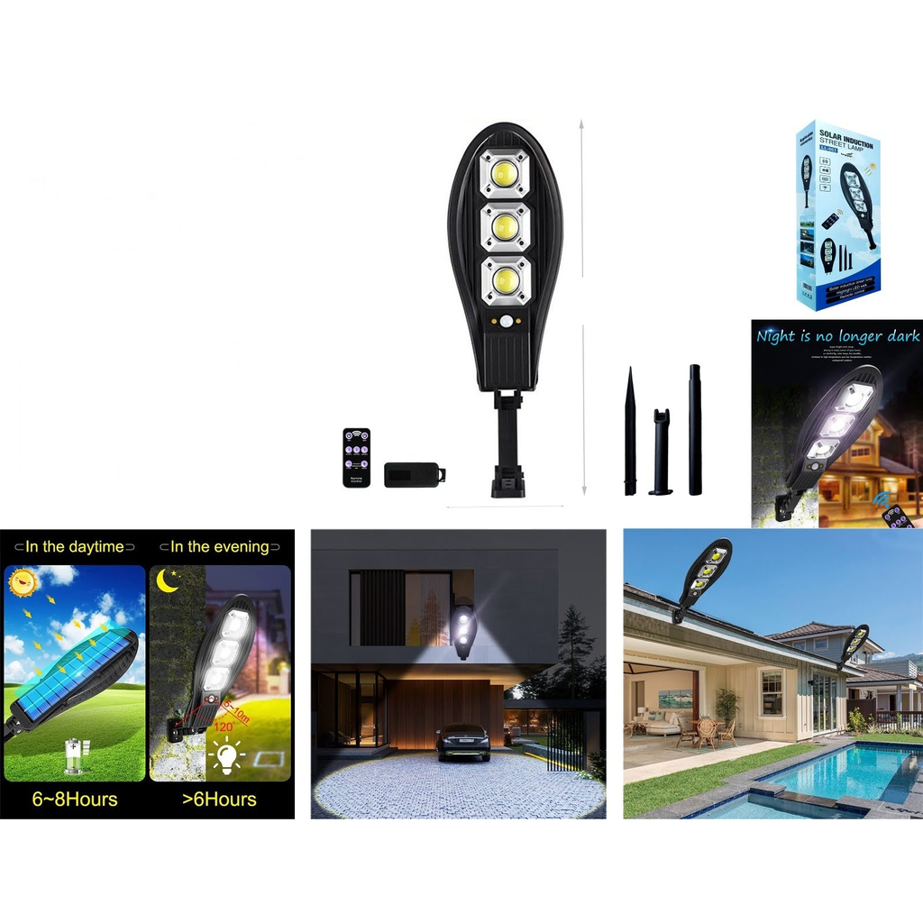 Luz solar de calle con sensor infrarrojo 3 cuentas y control remoto