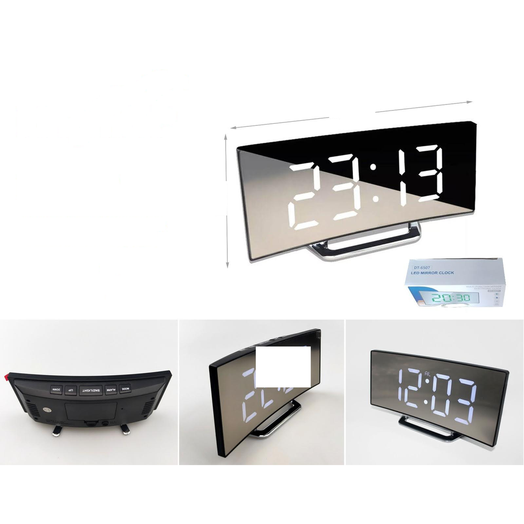 [DT-6507] Reloj despertador digital LED con espejo curvo