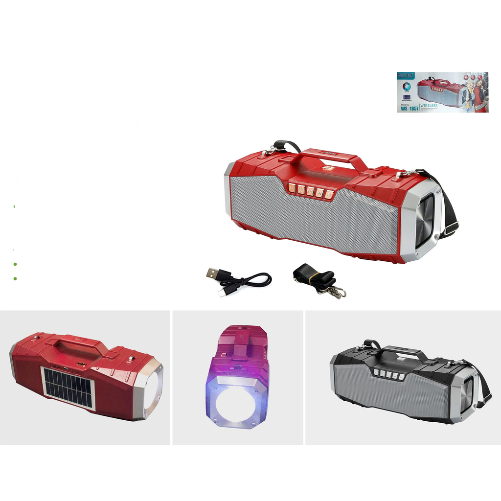 Parlante bluetooth con energia solar e iluminacion USB/TF/FM/AUX