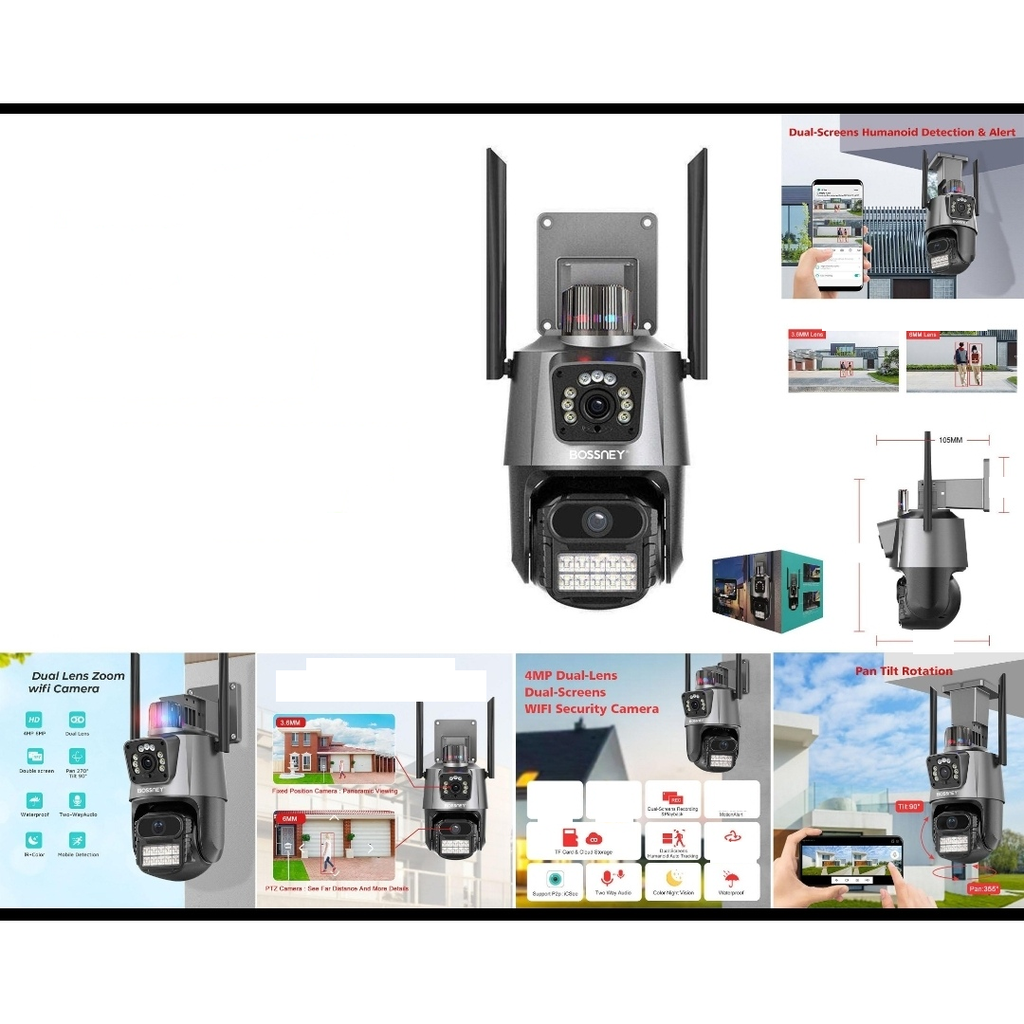 [BS-H9005] Camara de seguridad WiFi doble lente doble pantalla con paneo e inclinacion