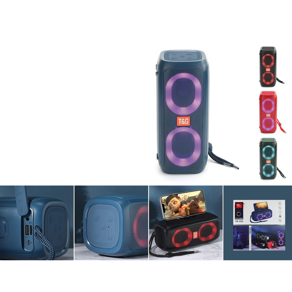 Parlante Bluetooth portatil con luces LED