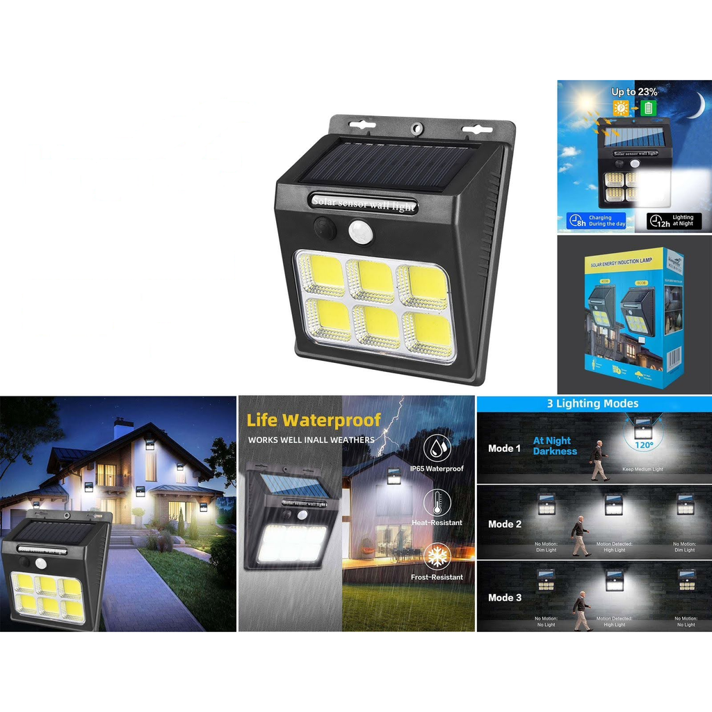 Lampara solar de pared con sensor de movimiento - Modelo MH-801-COB-C