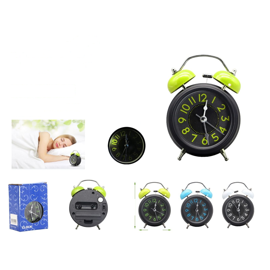 [KM-K2009] Reloj despertador redondo con campana doble e iluminacion