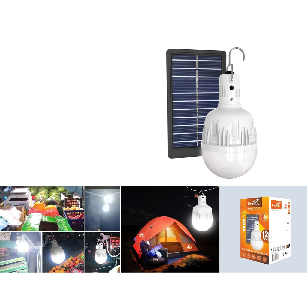 Bombilla LED solar de emergencia 12W con panel