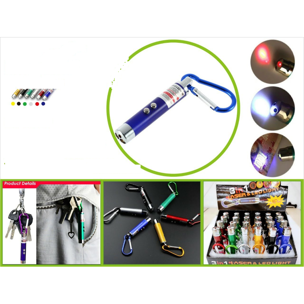 Llavero linterna laser y LED 3 en 1
