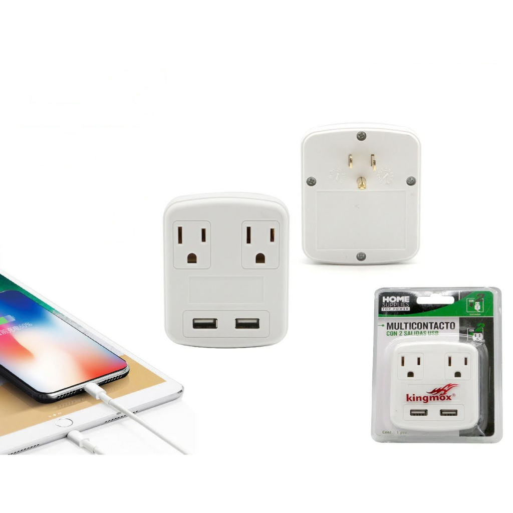 Multicontacto con 2 salidas USB de carga inteligente