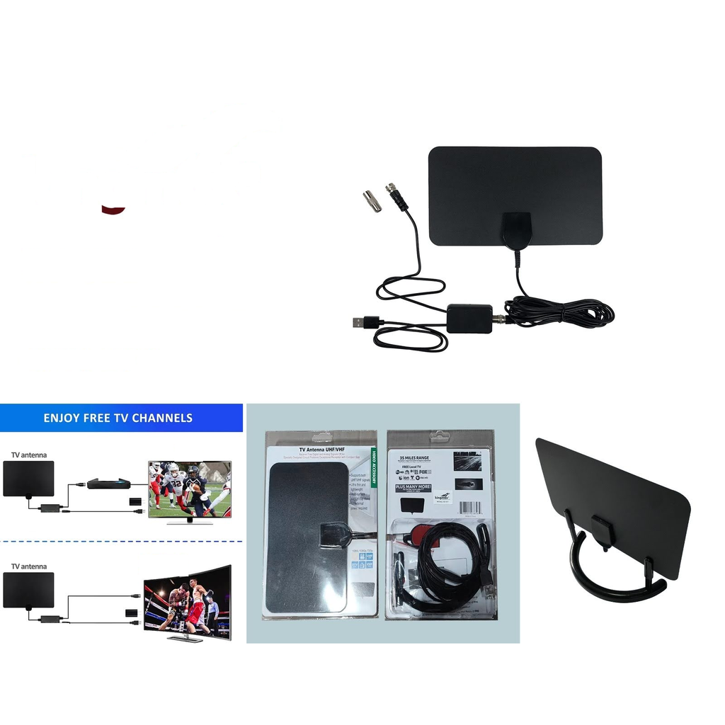 [HD-911] Antena de TV interior UHF/VHF con amplificador y cable 3m