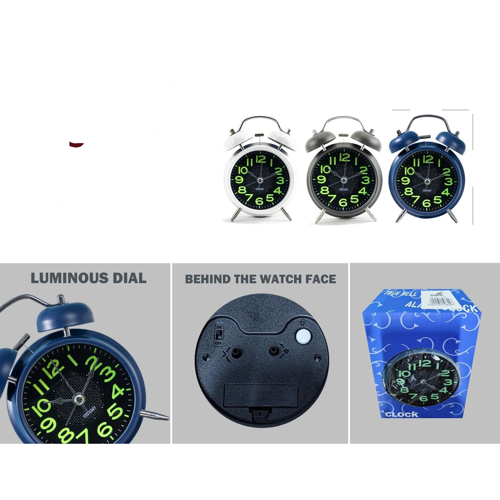 Reloj despertador de campana doble con esfera luminosa