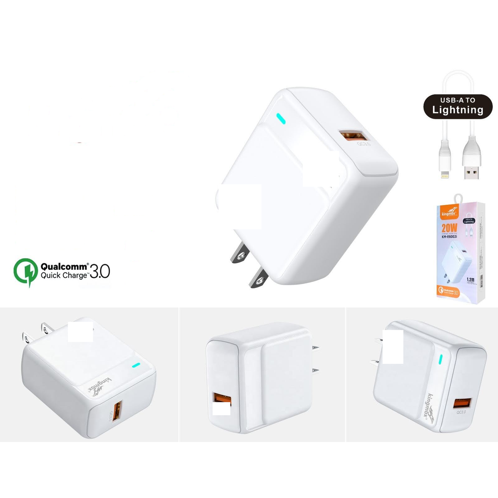 Cargador de pared carga rapida 20W con cable USB-A a Lightning