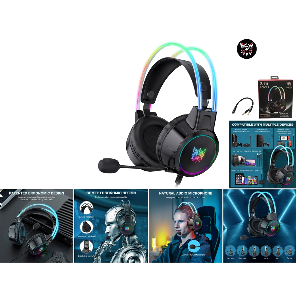 Audifonos gamer con microfono y luz RGB - Modelo X15PRO