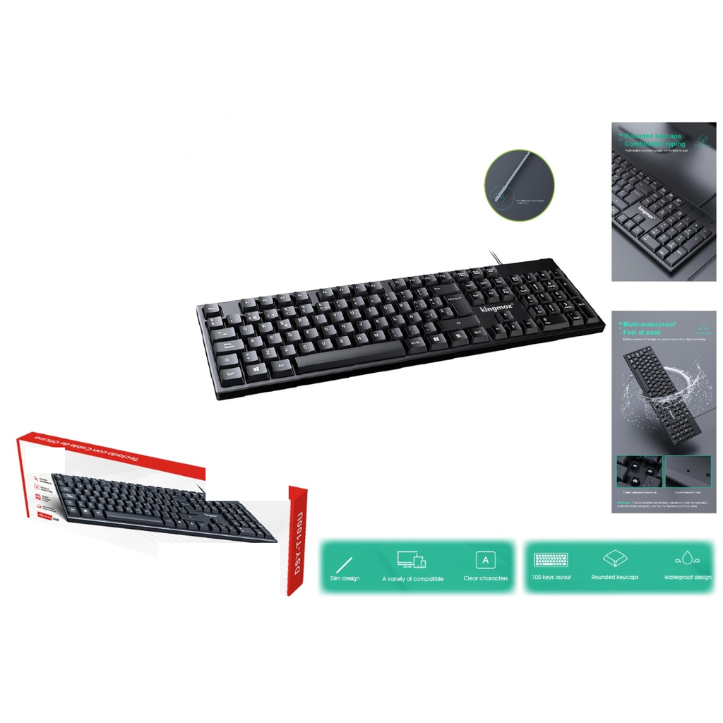 Teclado con cable USB de oficina en espanol