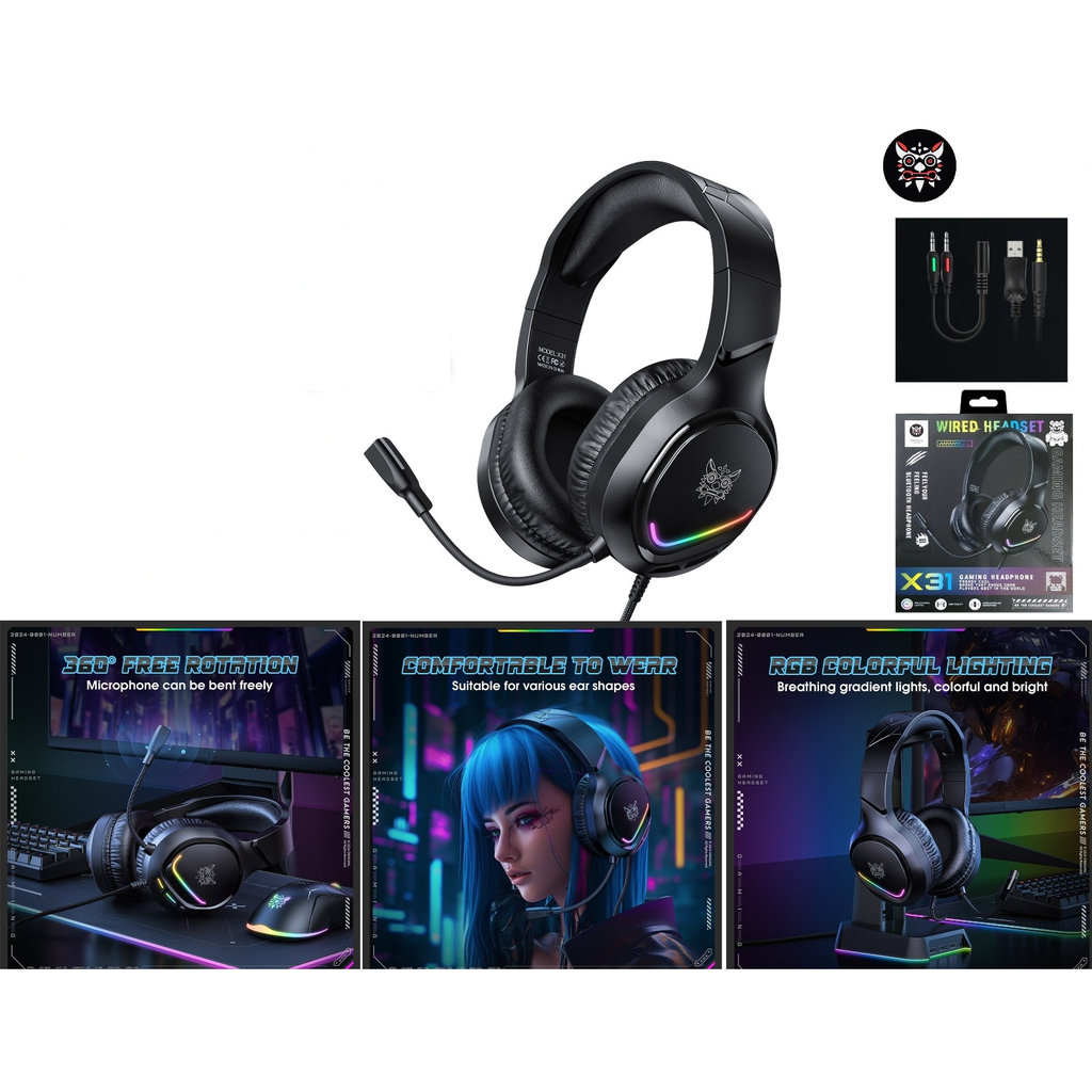 Audifonos gamer diadema con microfono y luces RGB - Modelo X31