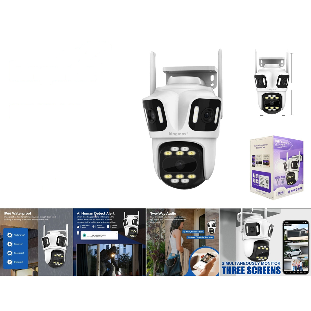 [KM-H9016] Camara de seguridad WiFi doble pantalla 8K exterior IP66