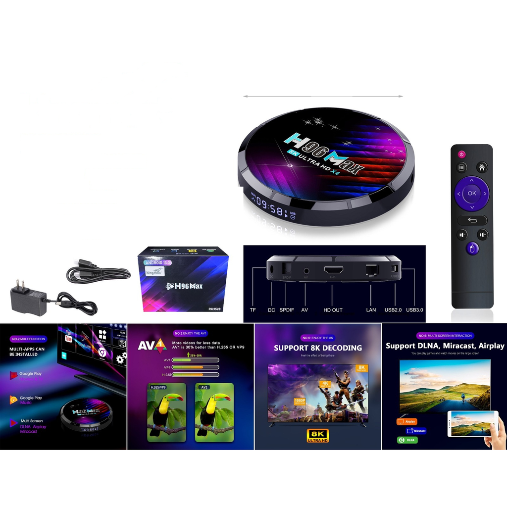 [H96MAX] Caja de TV inteligente Android 13 8K Ultra HD