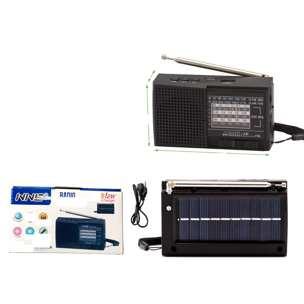 [NS-8103S] Radio portatil FM/AM/SW de 8 bandas con USB, TF y Bluetooth y carga solar