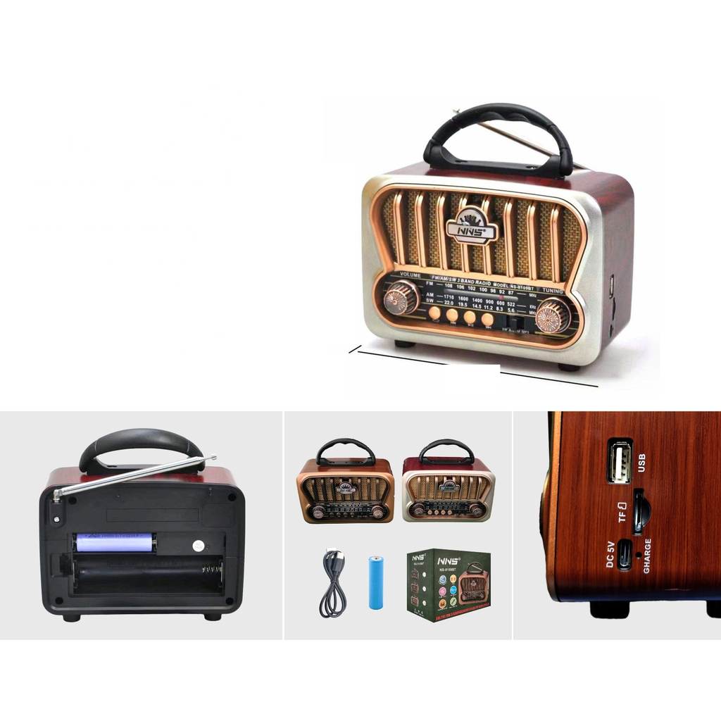 Radio retro Bluetooth FM AM SW con USB y TF - Modelo NS-8109BT