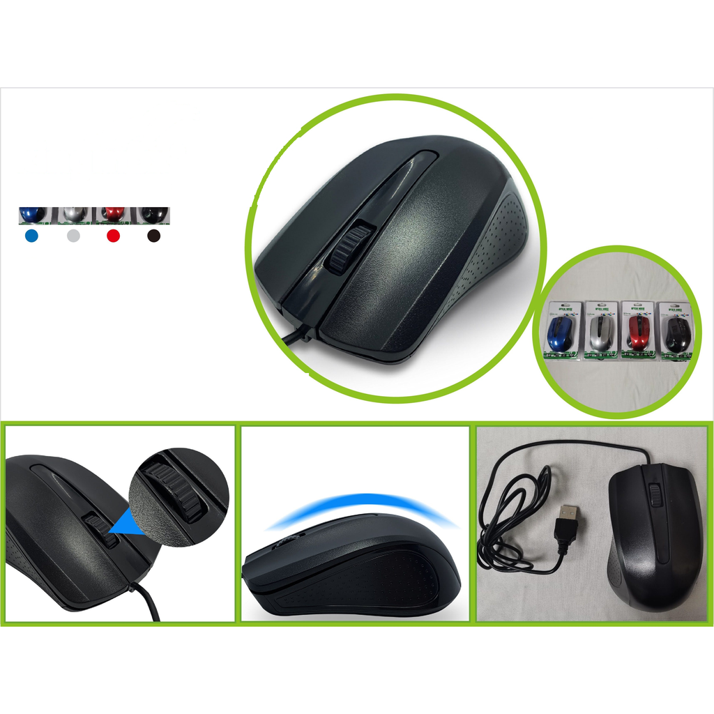 Mouse optico alambrico USB 1600dpi