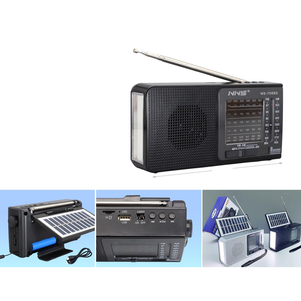 Radio portatil FM/AM/SW solar con lampara
