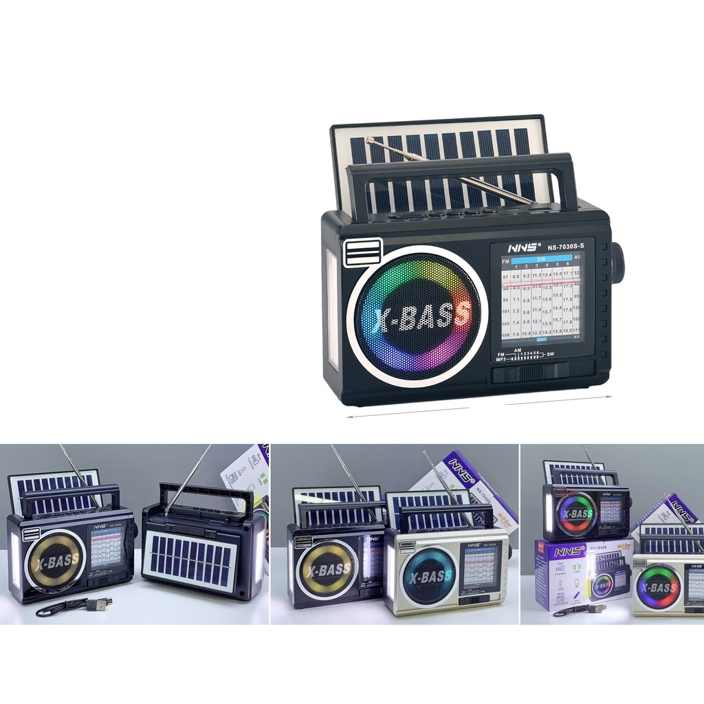 Radio multibanda recargable con energia solar y luz RGB