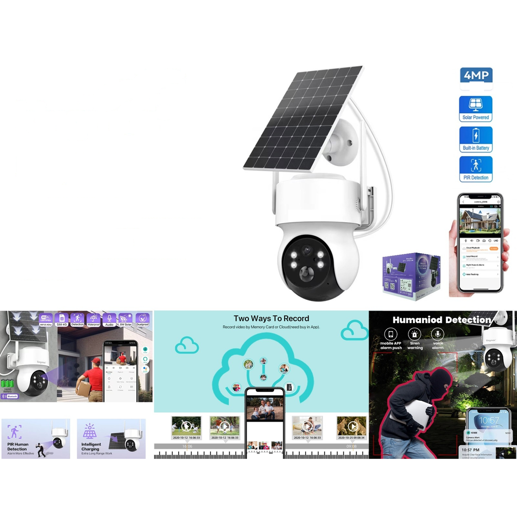 [KM-H9015] Camara de seguridad solar WiFi 4MP con bateria y deteccion PIR