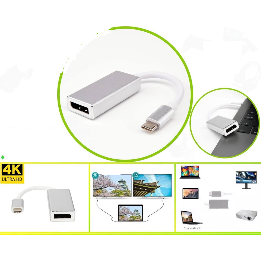 Adaptador Tipo-C a DisplayPort hembra Full HD 4K