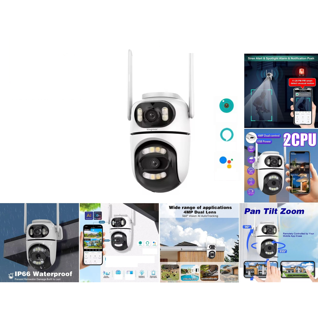 [KM-H9028] Camara de vigilancia WiFi exterior con doble camara 4MP