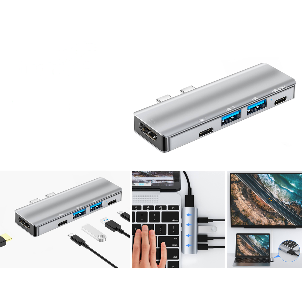 Hub USB 5 en 1 con HDMI 4K y Type-C 87W