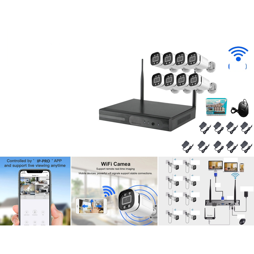 [KG03-8-3 8CH] Kit de vigilancia WiFi 8 camaras tipo bala 2.0MP