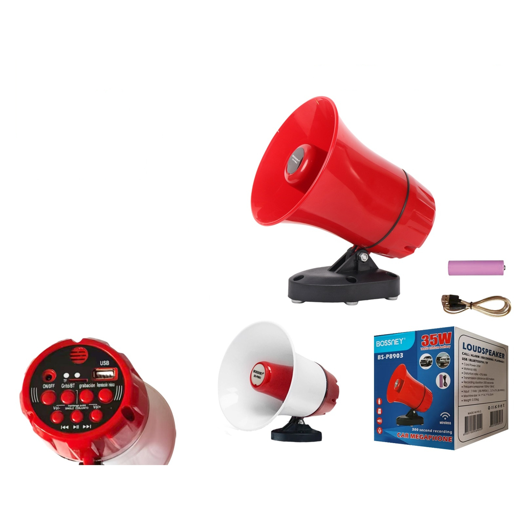 Megafono para coche 35W Bluetooth con iman en la base