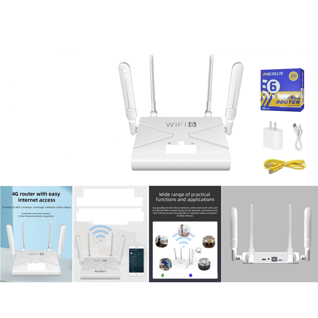 Router WiFi 6 4G/5G 4 antenas con ranura SIM
