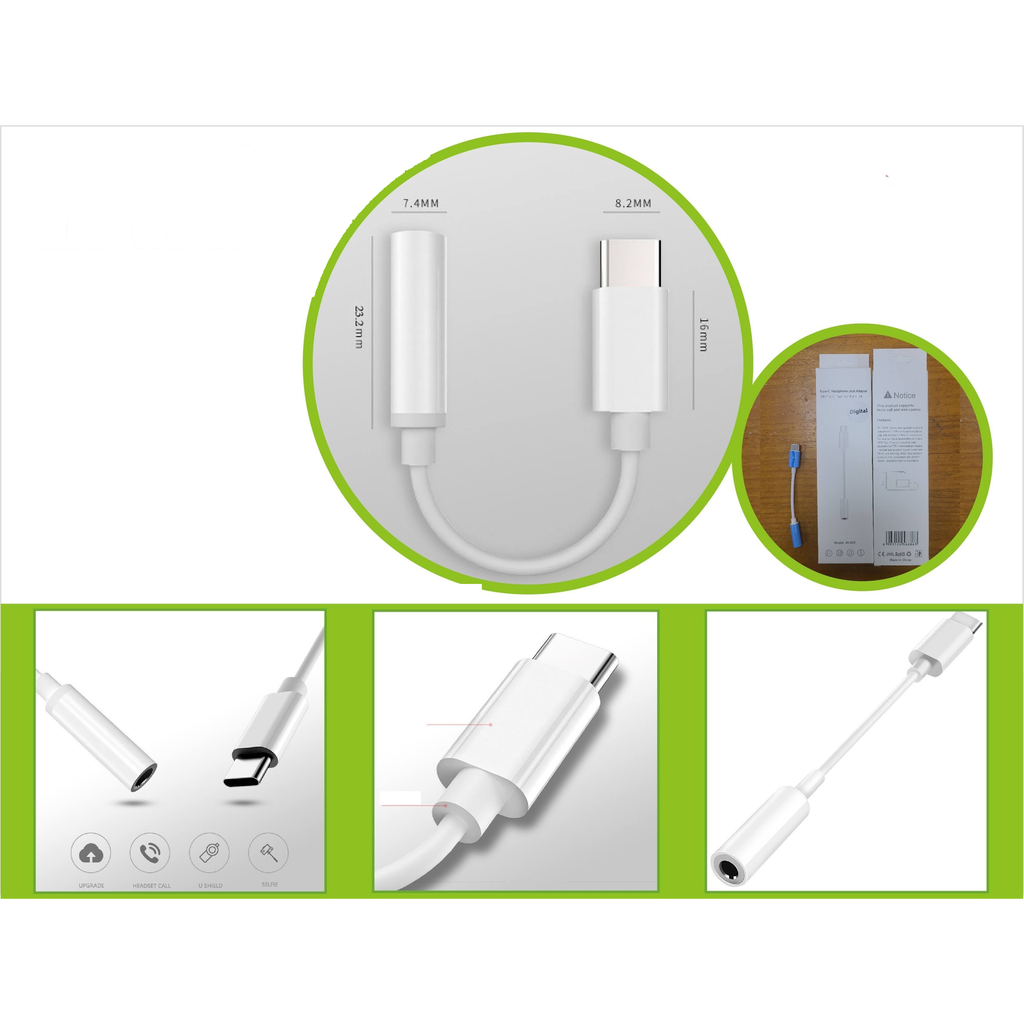 Adaptador Type-C a 3.5mm para audifonos audio digital