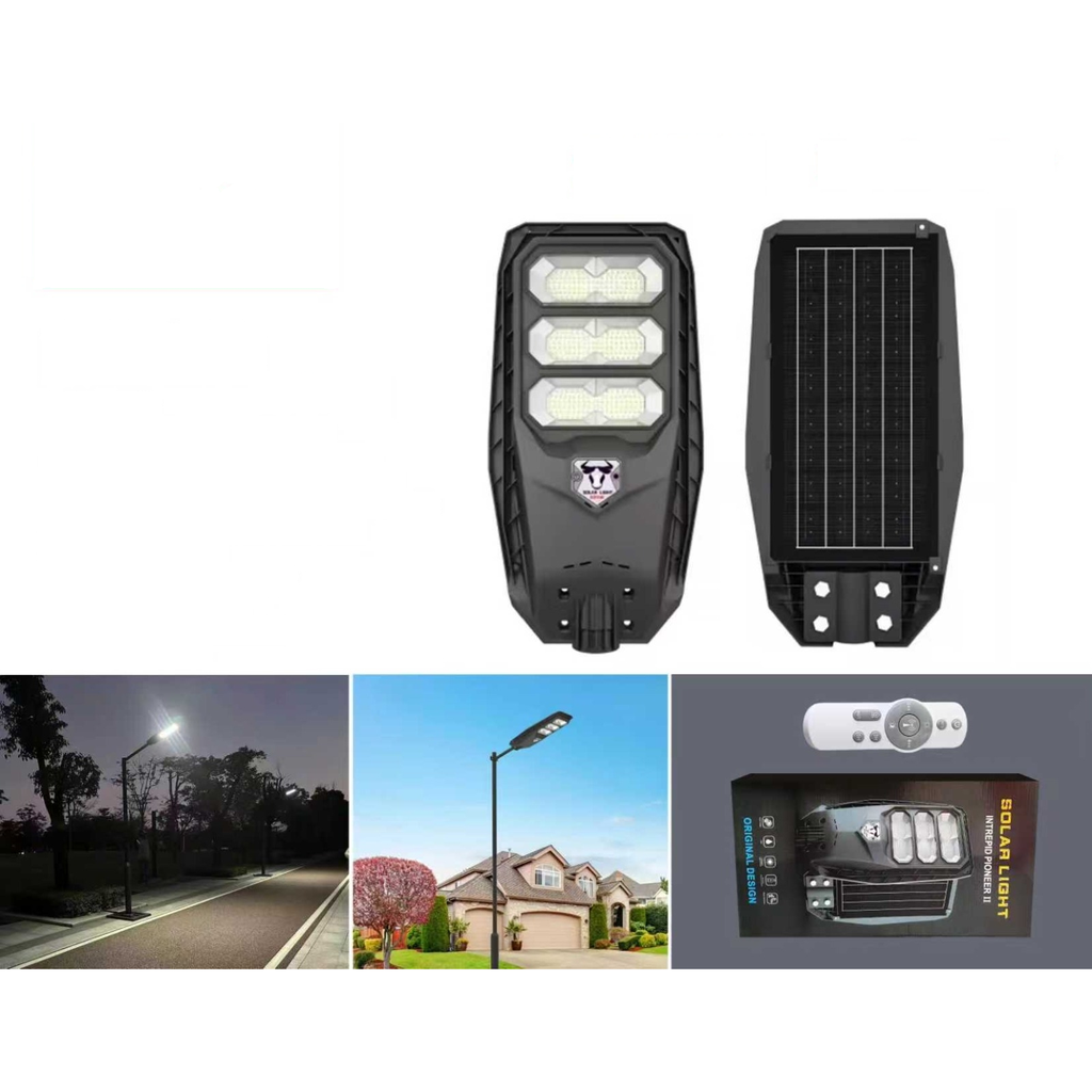 Farola solar LED 300W con control remoto y sensor radar