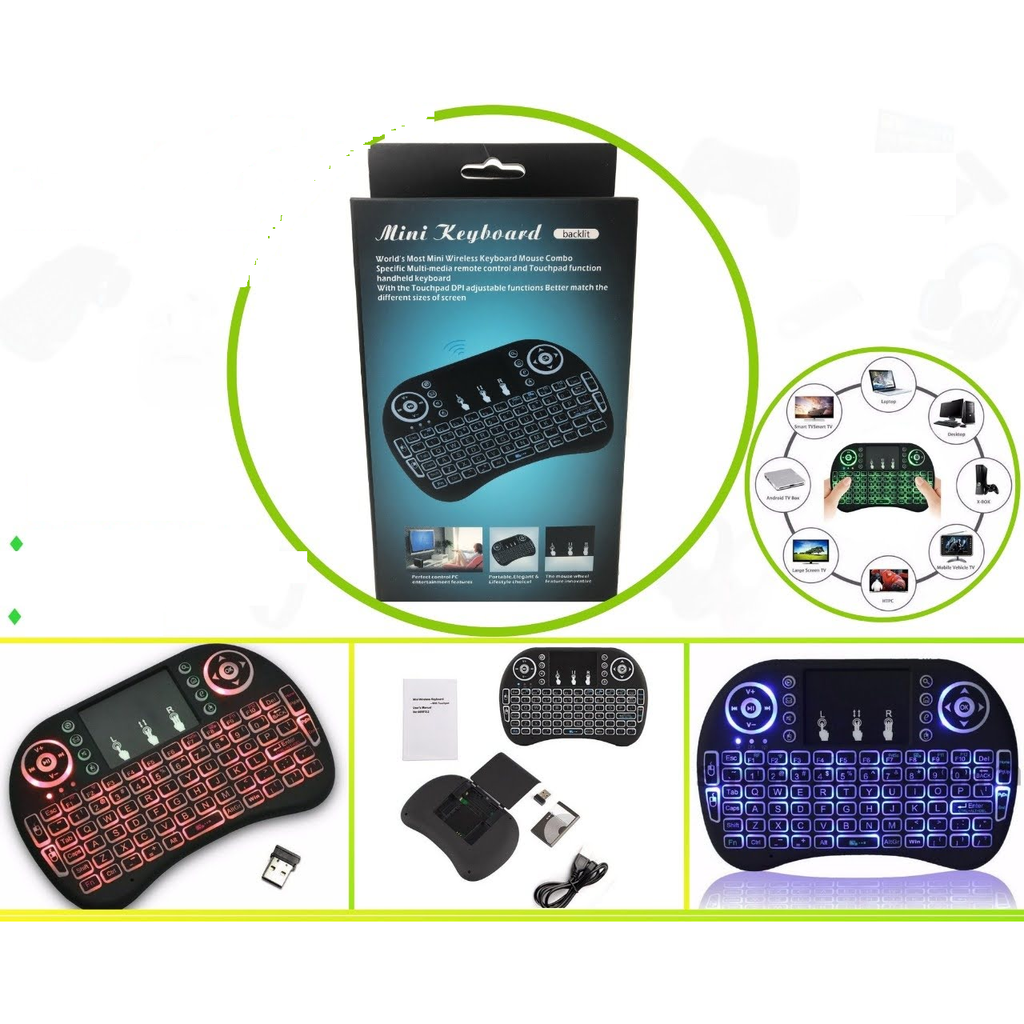 Mini teclado inalambrico retroiluminado con touchpad bluetooth