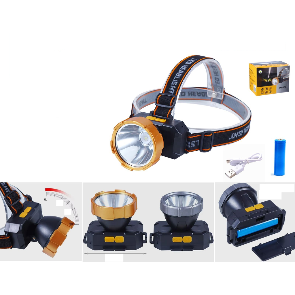 Linterna frontal LED recargable con bateria reemplazable