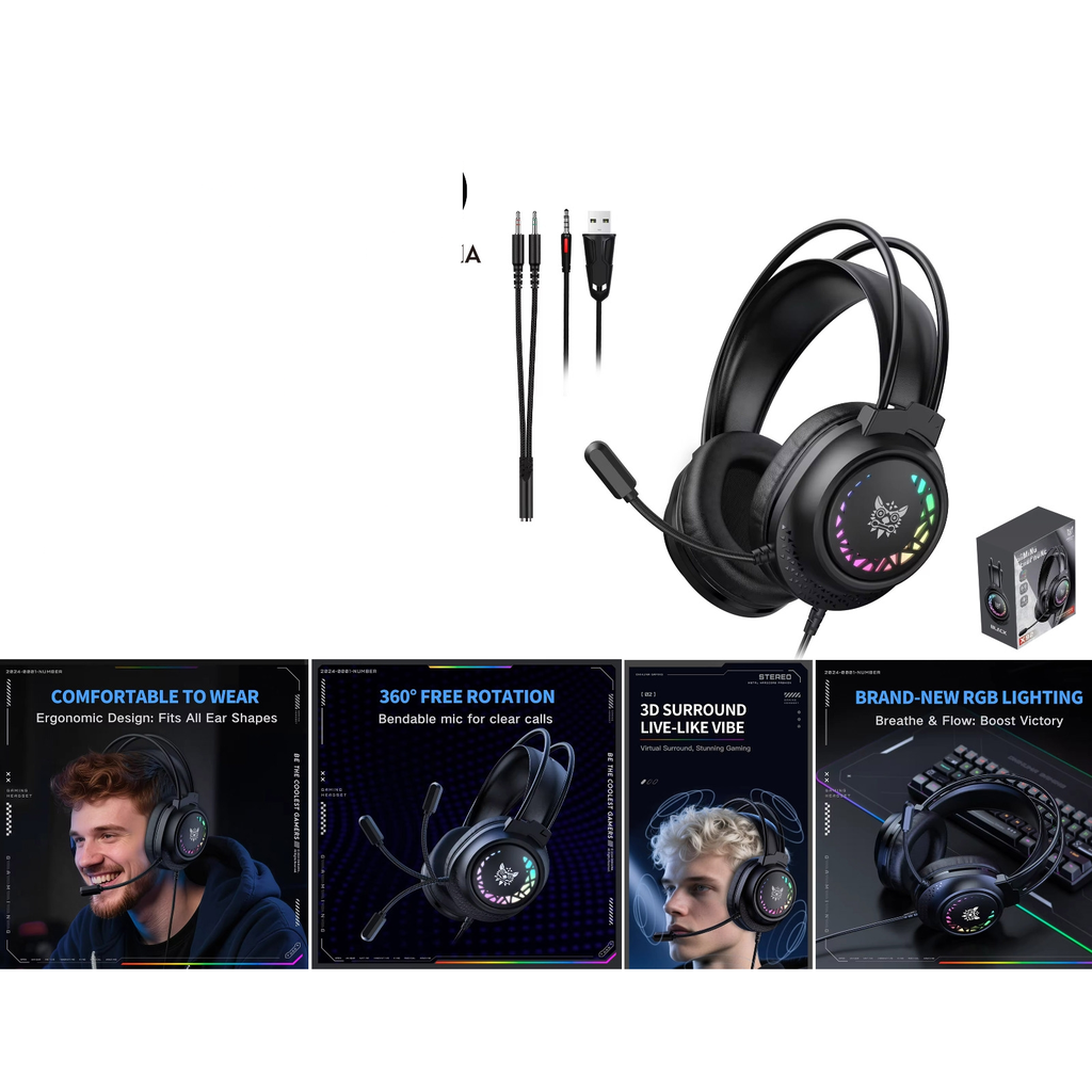 Auriculares para gaming con luces RGB y microfono - Modelo X92