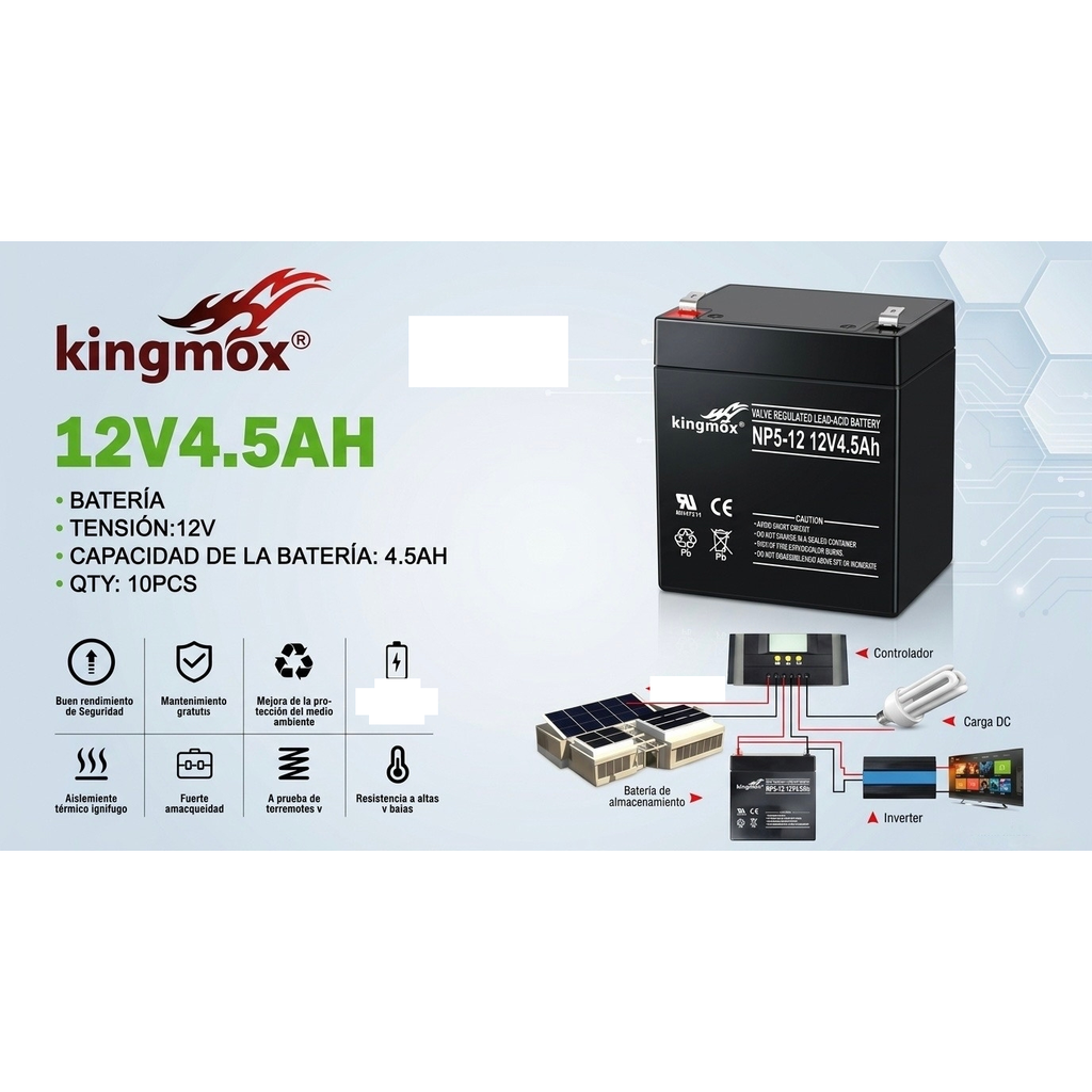 Bateria recargable de plomo-acido 12V 4.5Ah