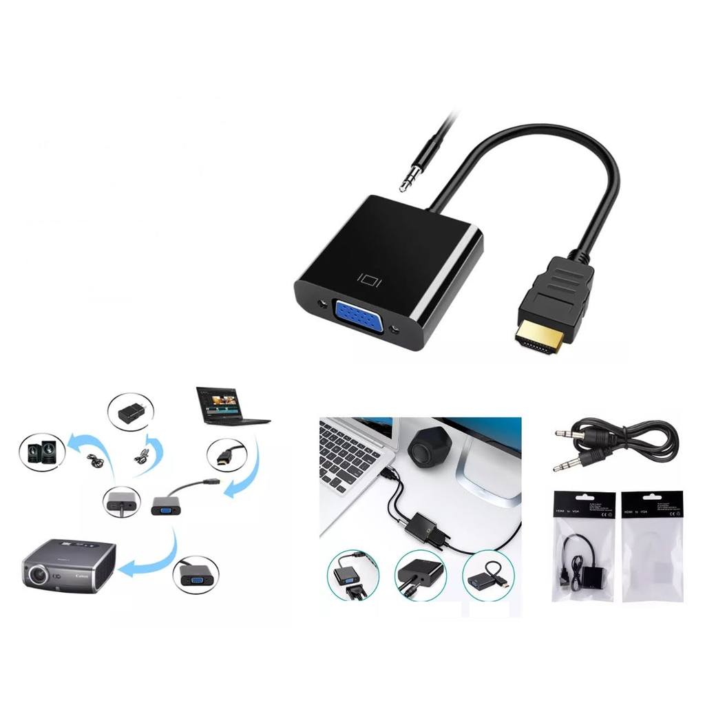 Adaptador HDMI a VGA con audio 1080P