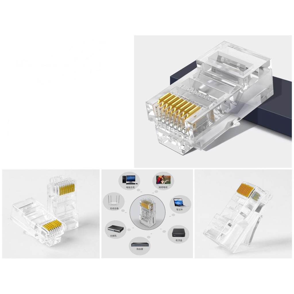 Conector RJ45 puerto de cobre transparente