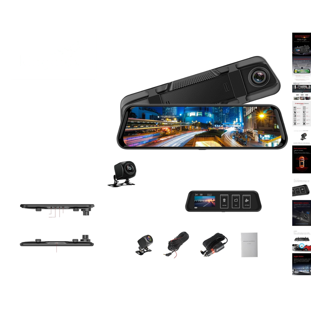 [T605] Espejo retrovisor con DVR tactil 9.66 pulg 1080P dual
