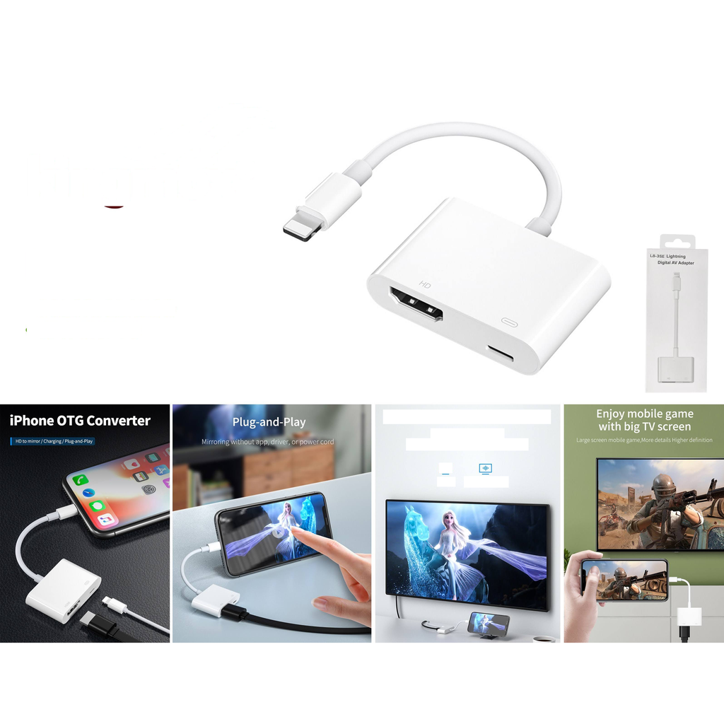 Adaptador Lightning a HDMI AV digital 1080P para iPhone