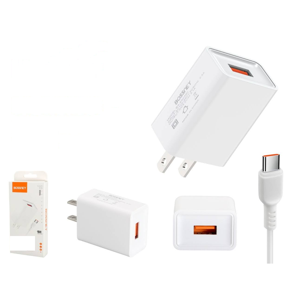 Cargador de pared USB 3.1A con cable Tipo-C 1M