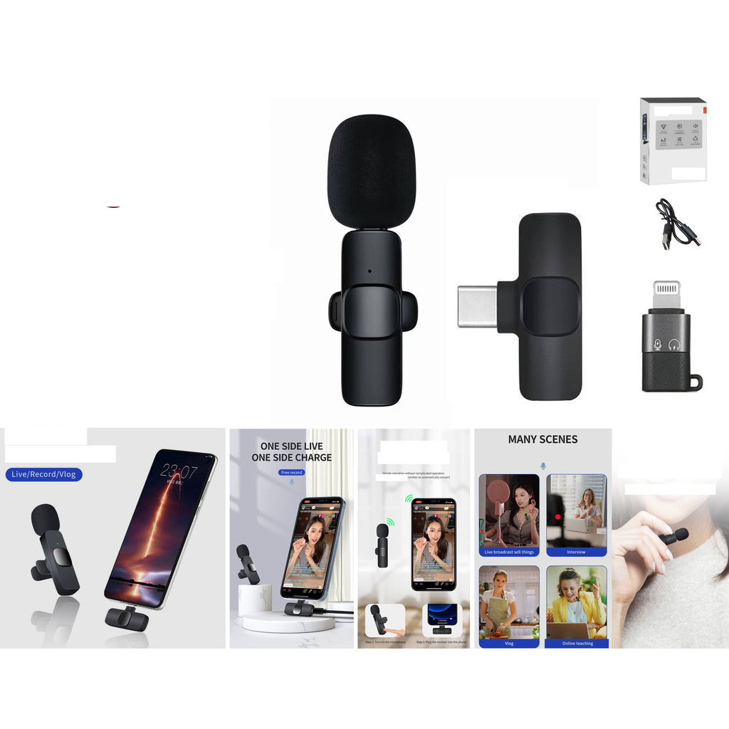 Microfono inalambrico de solapa tipo C plug and play